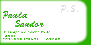 paula sandor business card